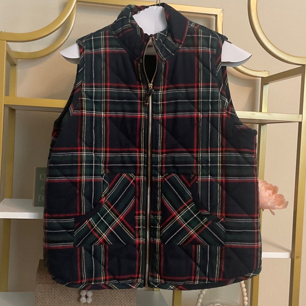Mud Pie Tartan Quilted Vest with Zip